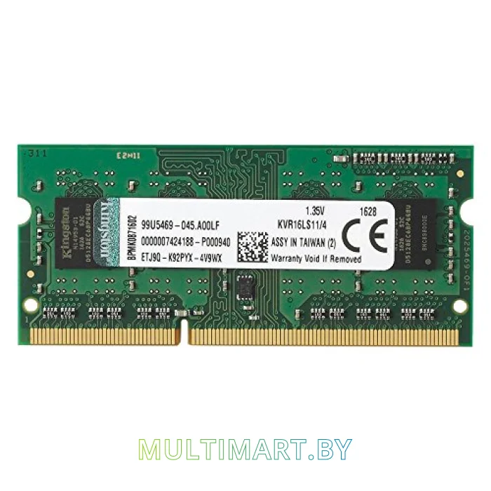 Оперативная память Kingston ValueRAM 4GB DDR3 SO-DIMM PC3-12800 (KVR16LS11/4)